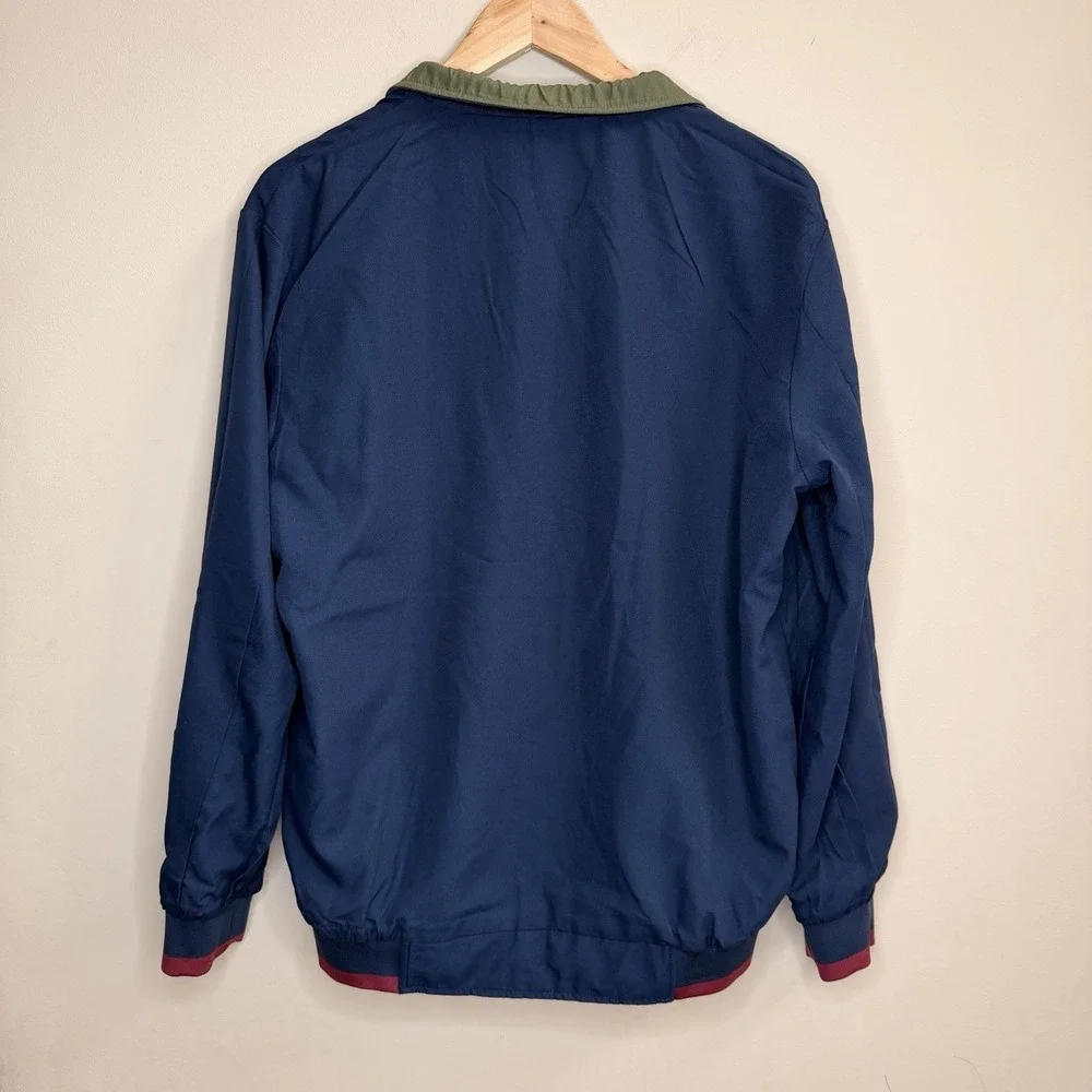 men's navy blue and olive green reversible bomber jacket SZ-M‎ gold tone zipper